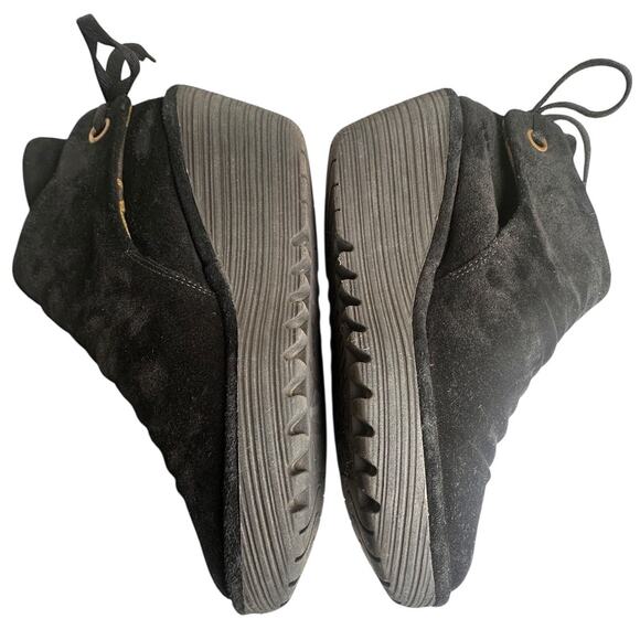 Fly London Yama Suede Wedge Boots Black Leather Ankle Tie Fairy Grunge EU 38 - Picture 6 of 16